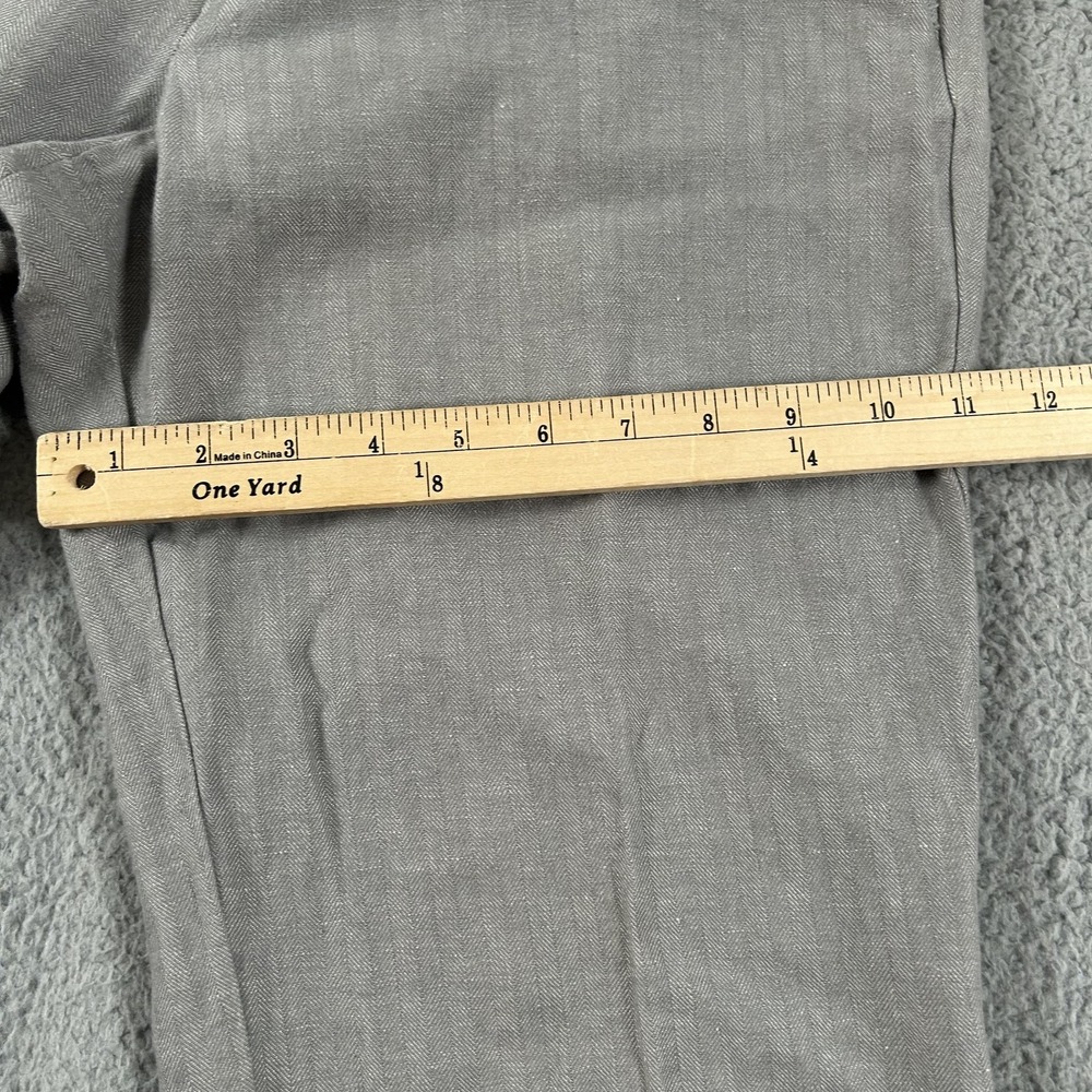 Gap Pants Womens 10 Gray Hip Slung Fit Linen Cotton Herringbone Straight Leg - Picture 10 of 16